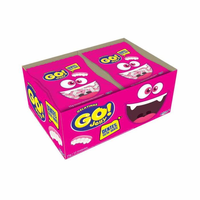 Mini Bala  De Gelatina Dentadura 12x15g Go Jelly - Riclan