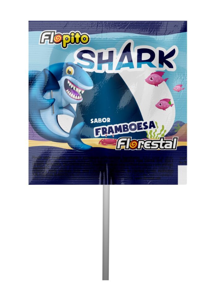 Pirulito Flopito Tubarão Shark Framboesa - 500g - Imagem 2