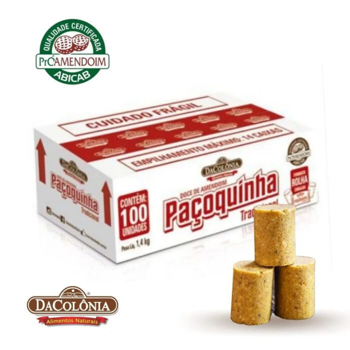 Paçoca Rolha Caixa Com 100un 1.4kg - Da Colonia